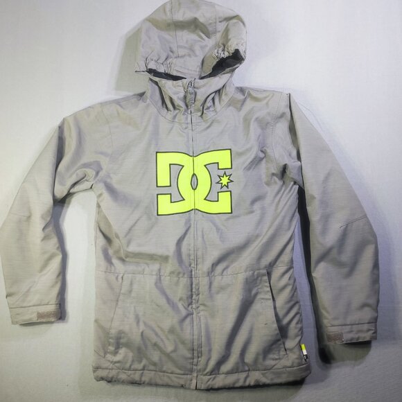 DC 10K waterproof jacket ski/snowboard youth size L grey with graphic design - Picture 1 of 13